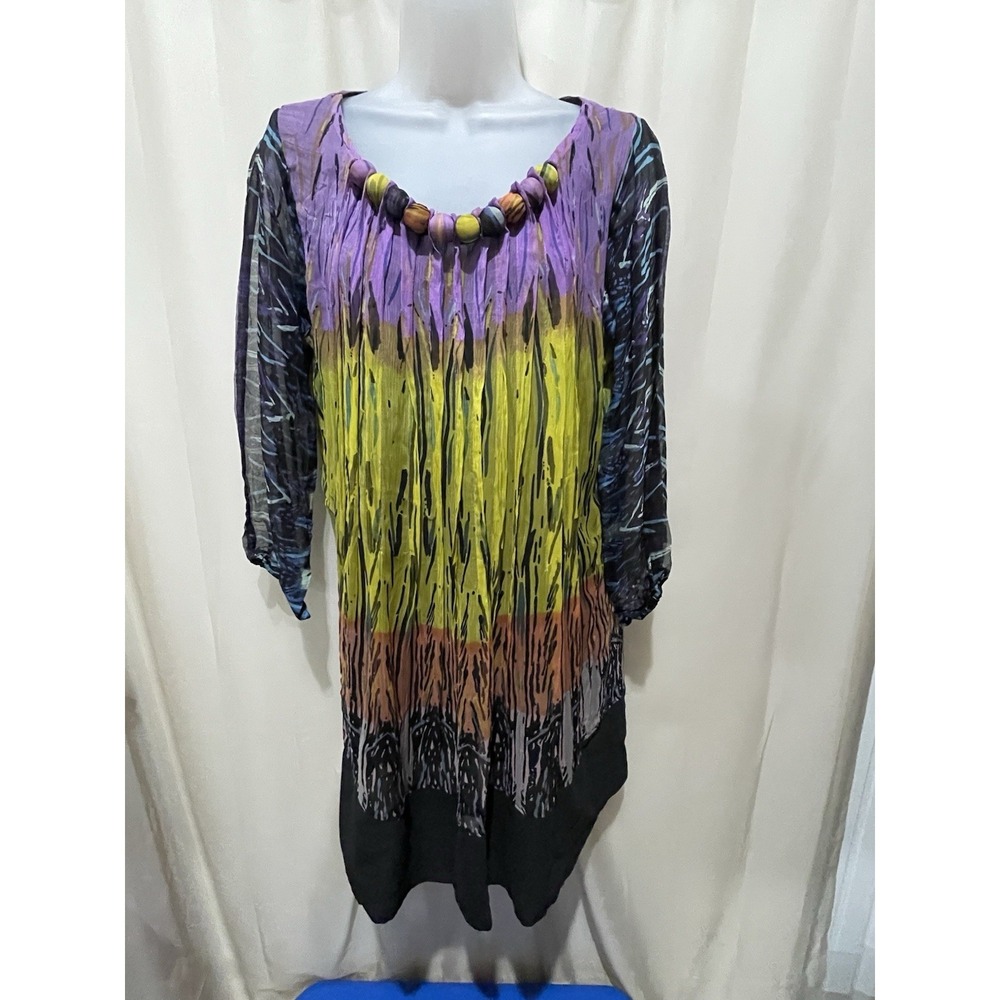 Silk Threads Colorful Mini Dress Size S Rayon